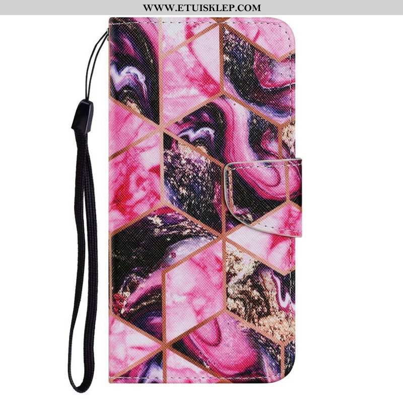 Skórzany Futerał do iPhone 13 Pro Geometryczny Styl Marmuru